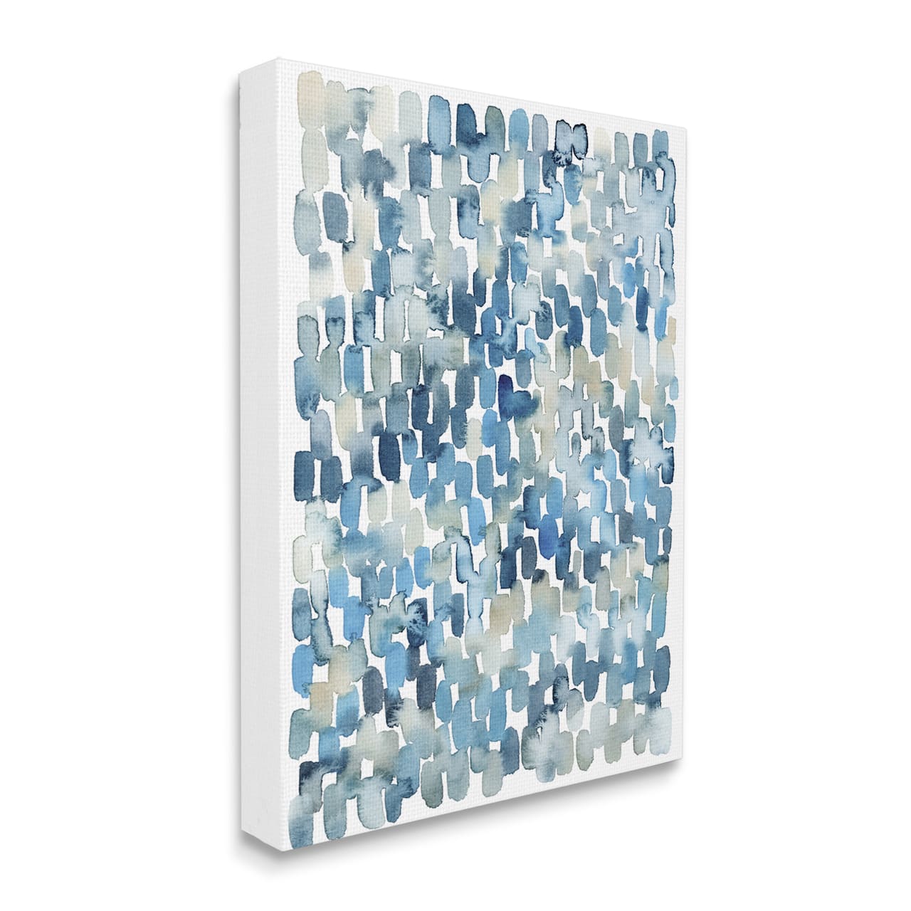 Stupell Industries Coastal Tile Abstract Soft Blue Beige Shapes Canvas Wall Art